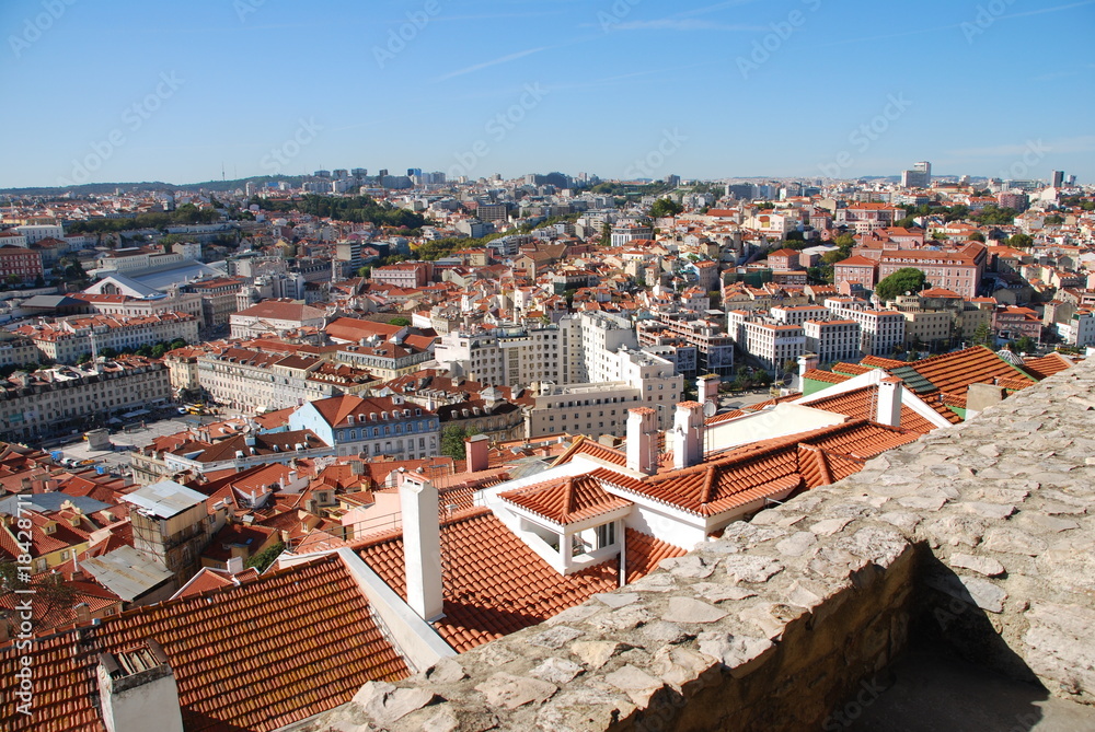 Cityscape of Lisbon in Portugal (Sao Jorge Castle)