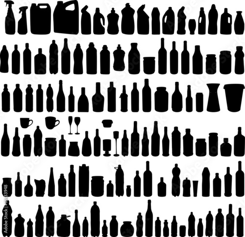 Vector collection of bottle silhouettes