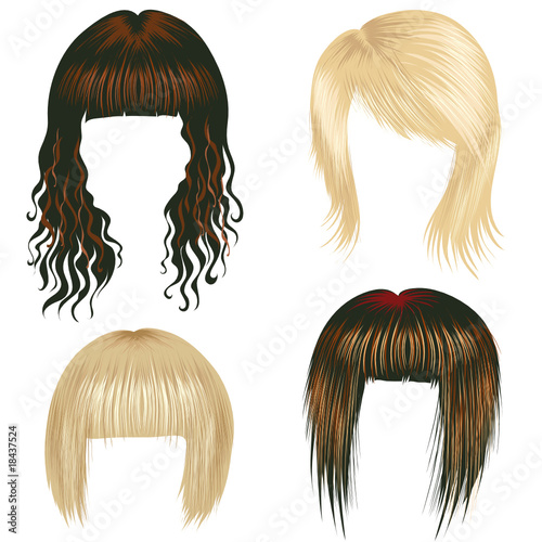 Vector set of trendy hair styling for woman