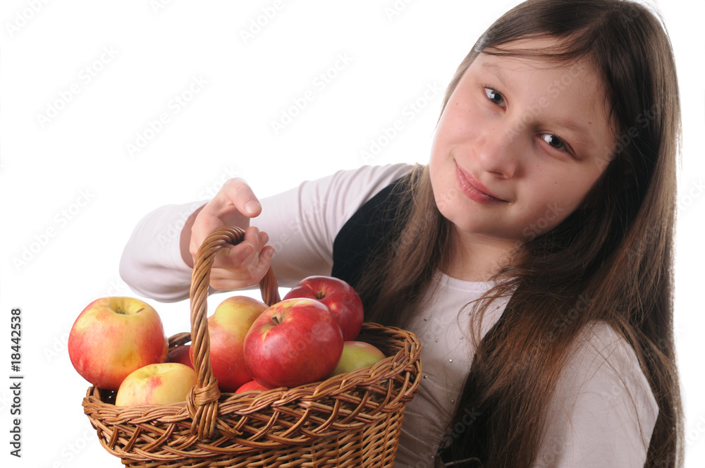 Girl with basket of apples Girl with basket of apples