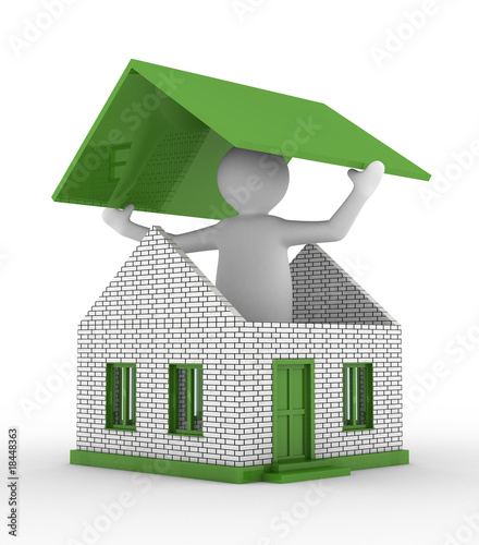 House building on white bac...