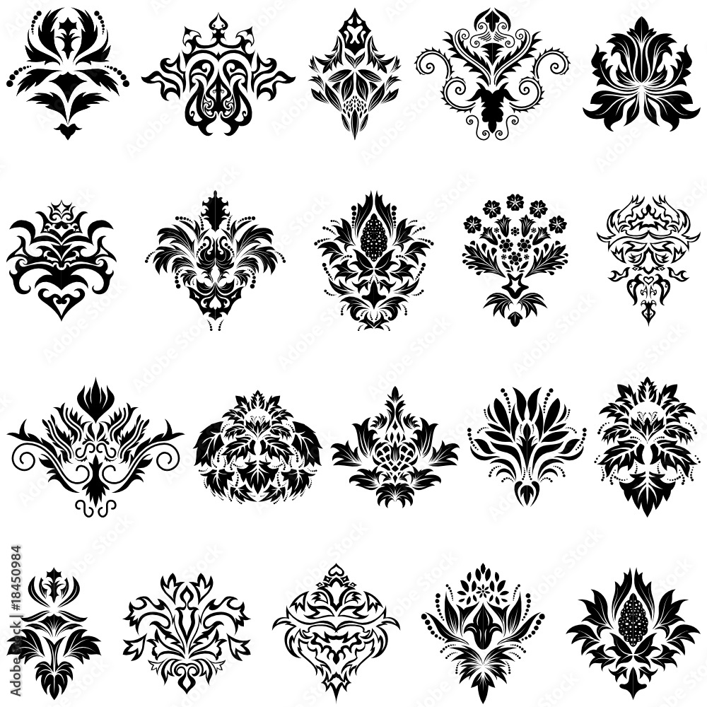 damask emblems set