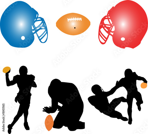 american football silhouettes - vector