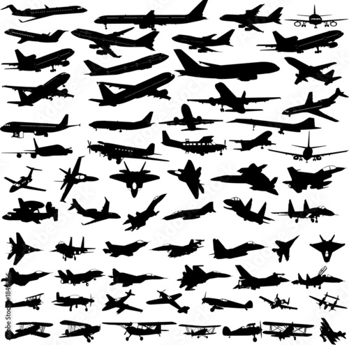 Slika na platnu airplanes,military airplanes collection - vector