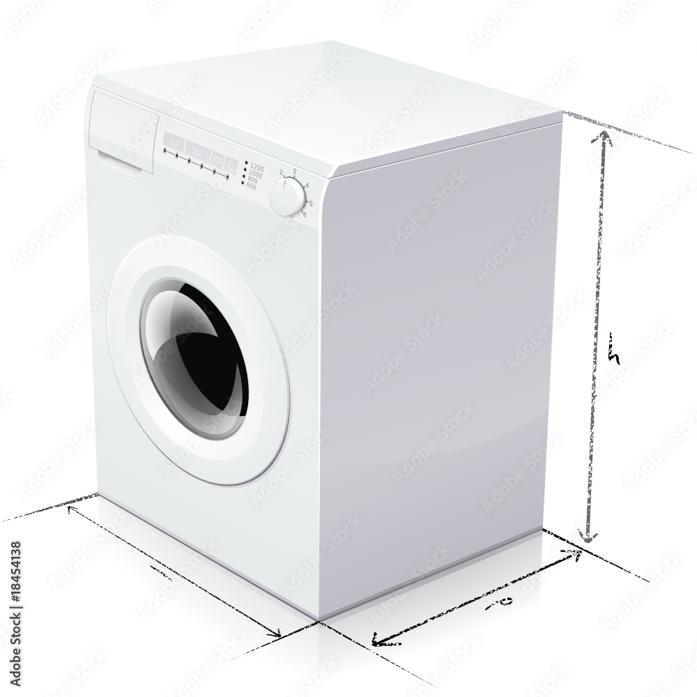 Vecteur Stock Dimension d'un lave-linge (reflet) | Adobe Stock