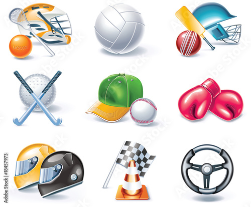 Vector cartoon style icon set. Part 35. Sport