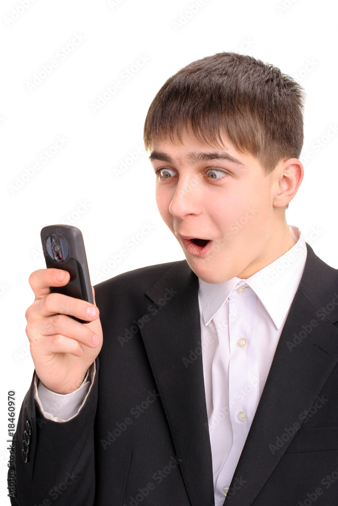 surprised teenager get sms on the phone surprised teenager get sms on the phone