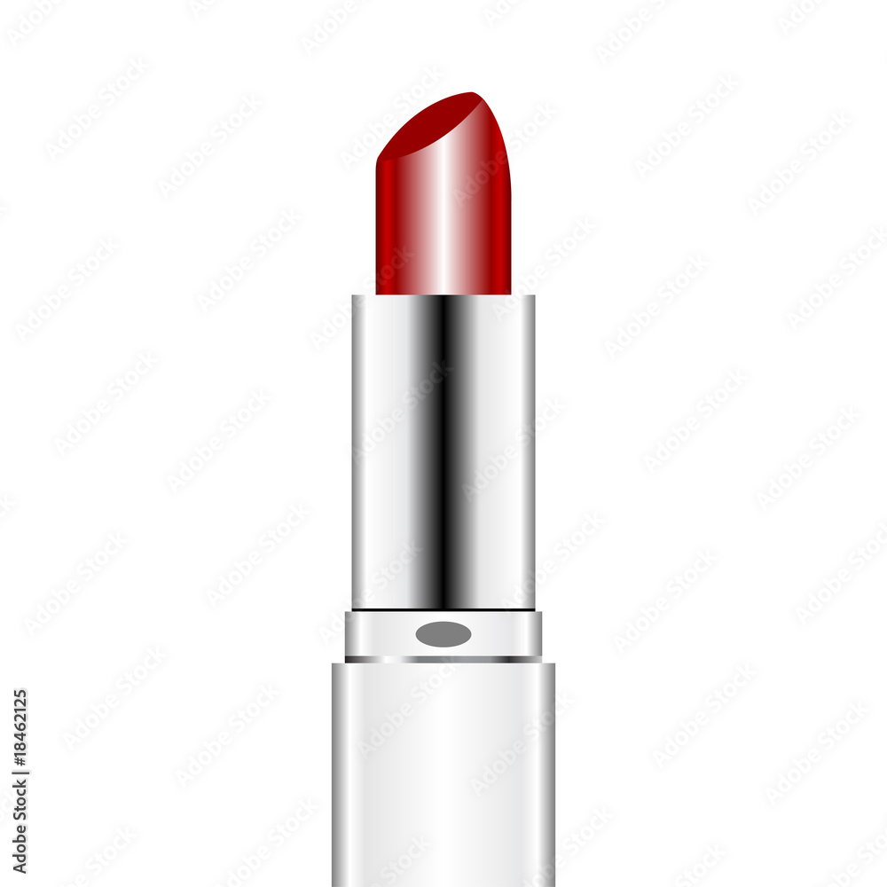 Red lipstick isolated over white square background