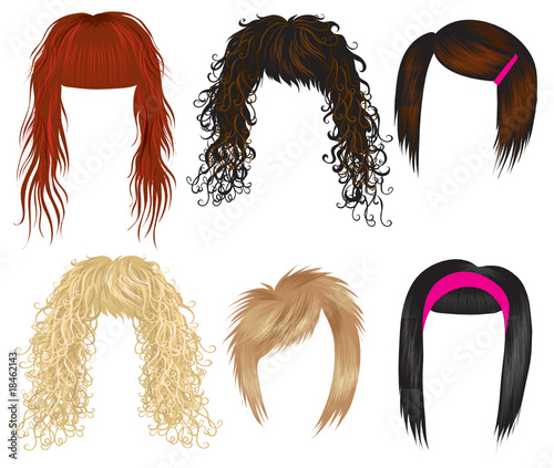Vector set of trendy hair styling for woman