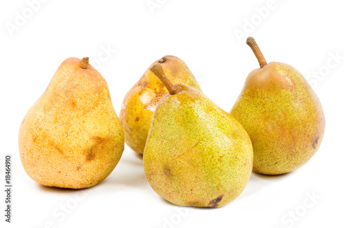 close up of pear on white background