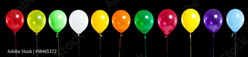 Colorful Party Balloons on Black