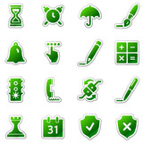 Software web icons, green sticker series