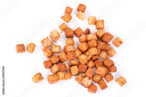 Tableau sur toile Delicious croutons isolated