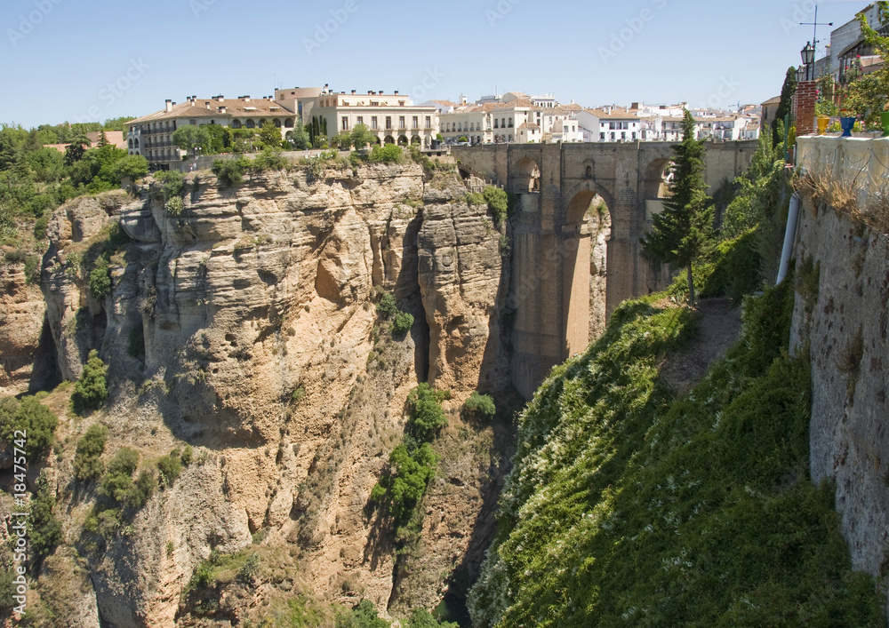 View of Bridge over Tajo Gorge Ronda Spain
