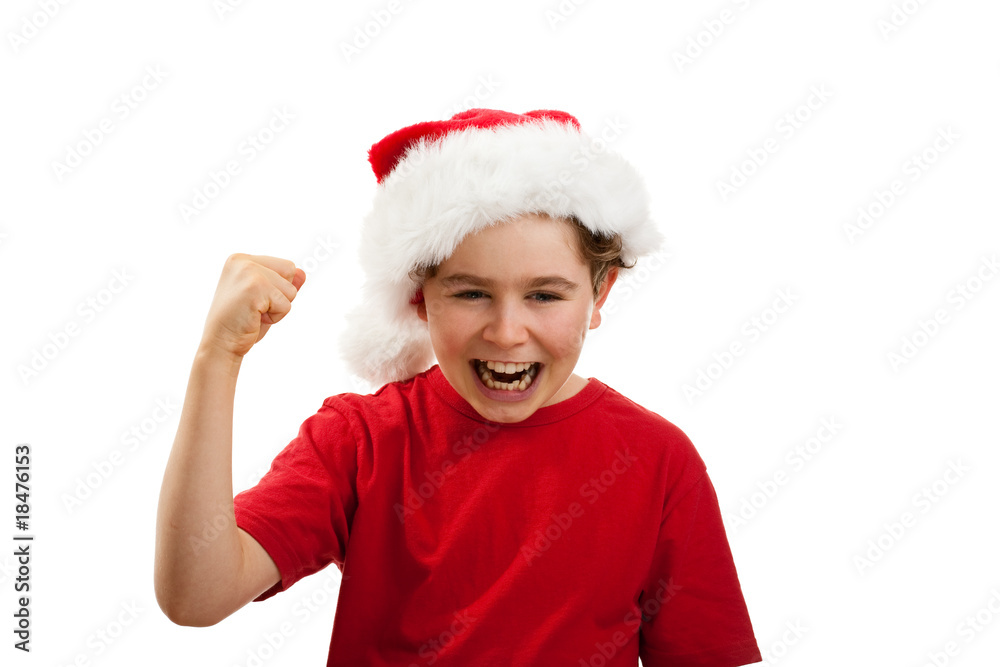 Boy as Santa Claus isolated on white background Boy as Santa Claus isolated on white background