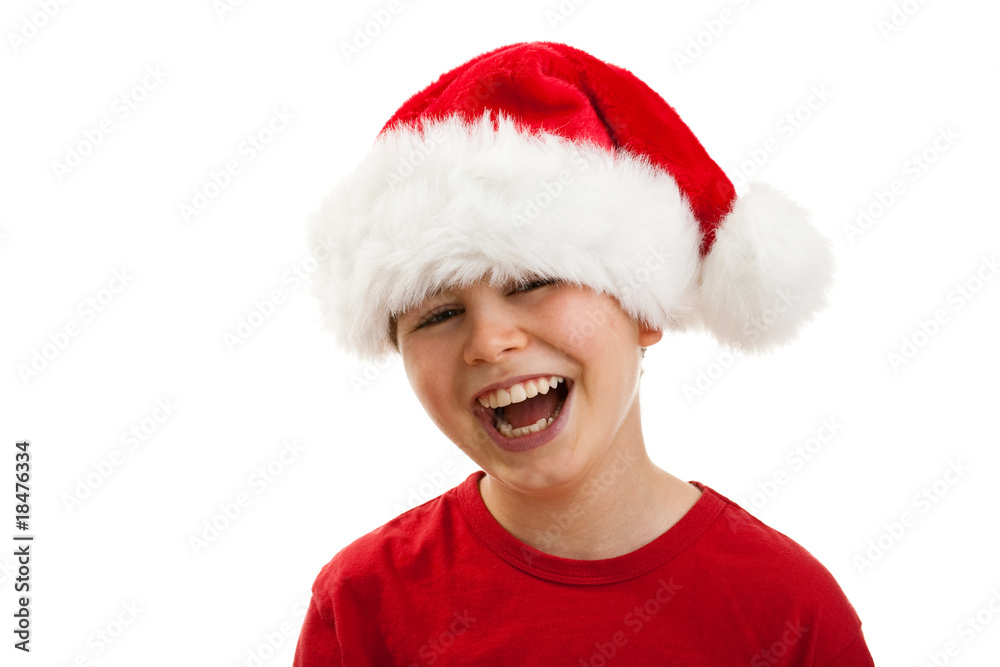 Boy as Santa Claus isolated on white background Boy as Santa Claus isolated on white background