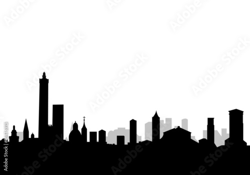 bologna skyline silhouette con monumenti photo