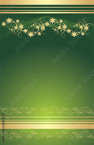 Gold floral ornament. Background for card. Vector