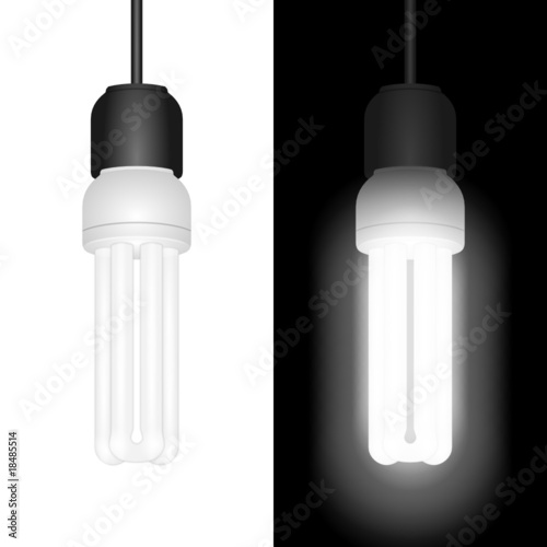 energiesparlampe im hellen und dunkeln