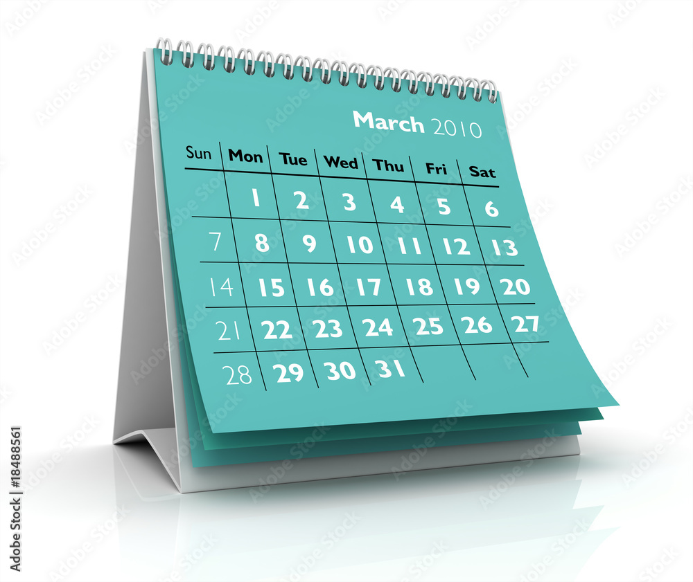 2010 calendar. March Stock Illustration | Adobe Stock