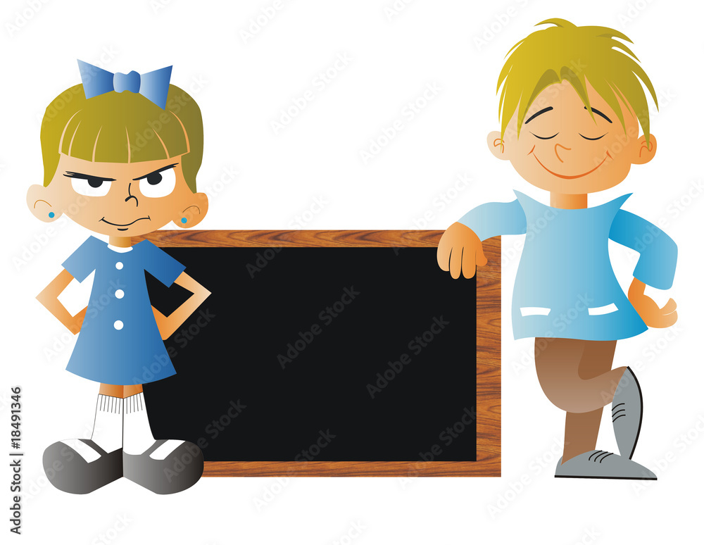 pareja de niños en la escuela pareja de niños en la escuela