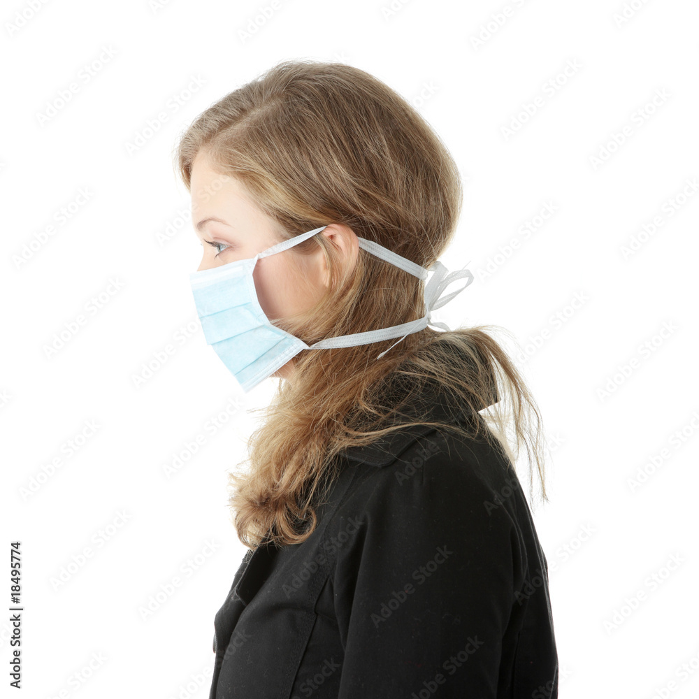 A model wearing a mask to prevent 'Swine Flu' infection.