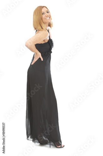 young women in black long dress