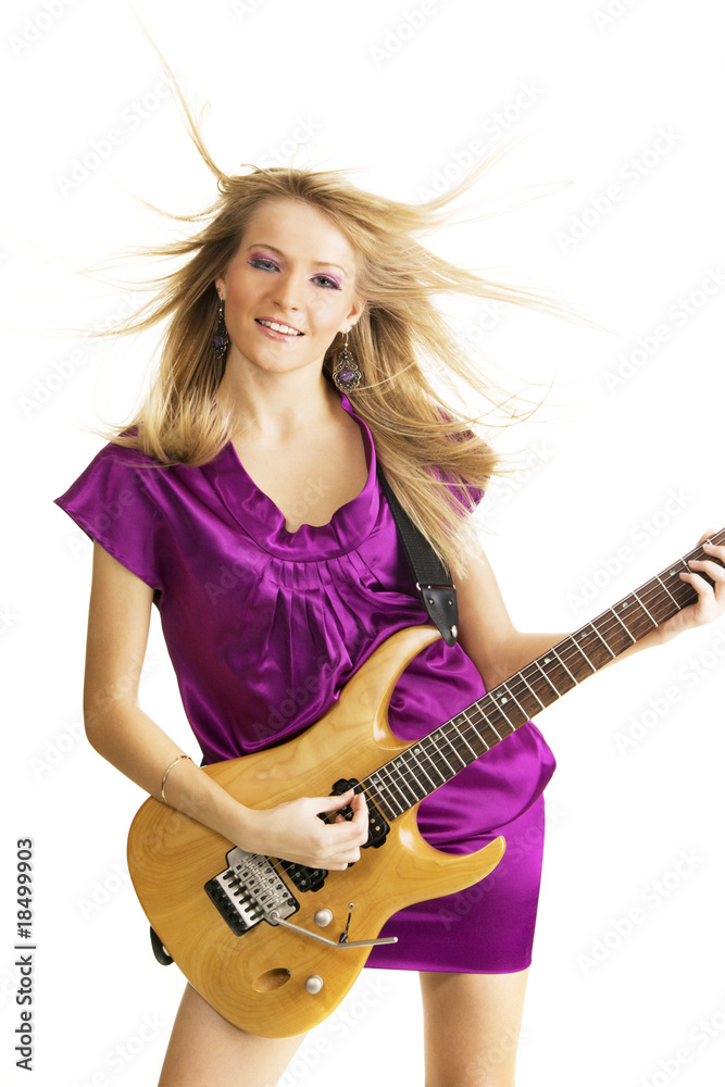 Fototapeta premium Hot girl playing an electric guitar