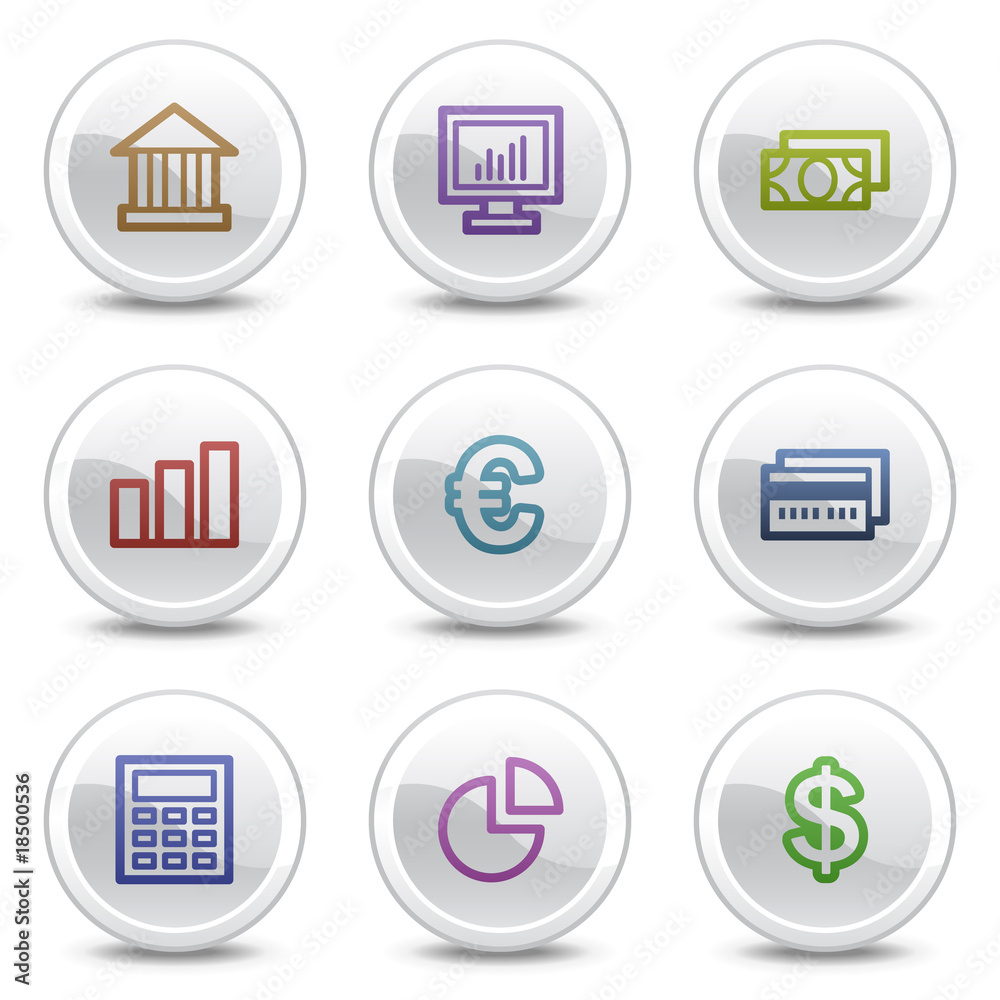 Finance web colour icons, white circle buttons series Finance web colour icons, white circle buttons series