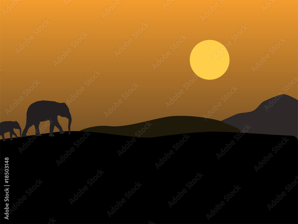 Landschaft mit Elefanten