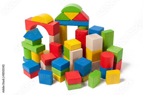 city of colorful wooden toy blocks