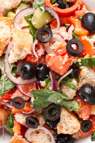 bowl of Panzanella bread salad background