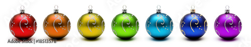 Christmas rainbow of balls isolated on white