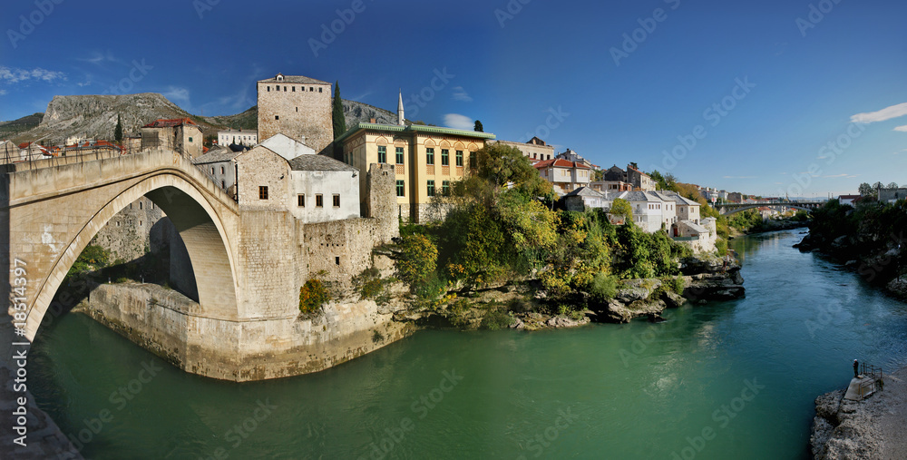 panorama of mostar city old town, bosnia herzegovina