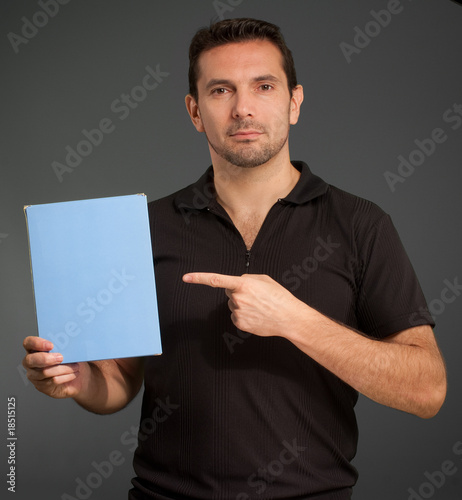 Man showing a box