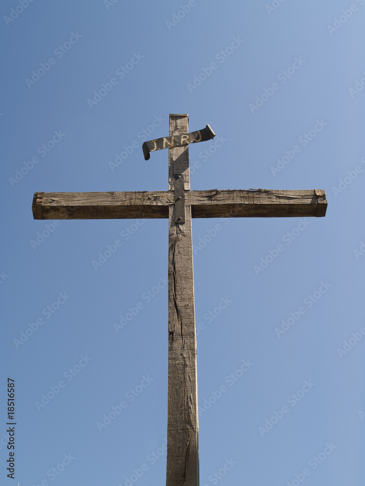 wooden cross, INRI