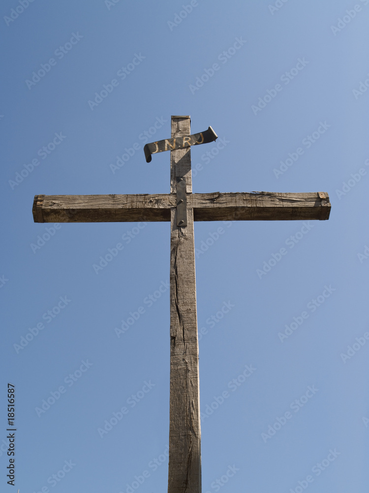 wooden cross, INRI wooden cross, INRI