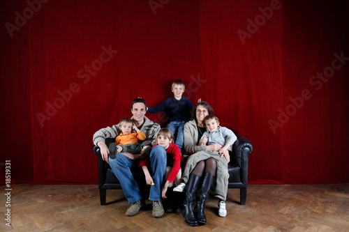 happy family on the sofa