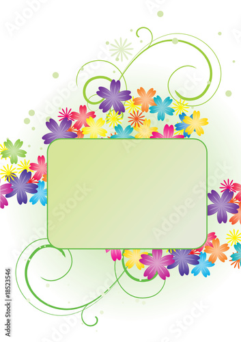 vector flower green banner on white backdrop