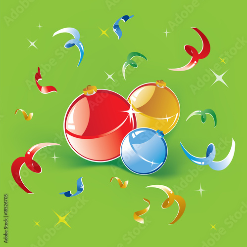 three shining christmas balls