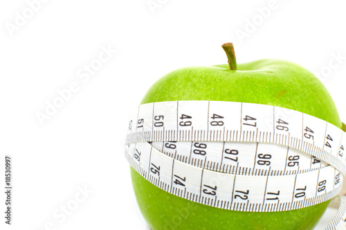 Green apples measured  the meter, sports apples