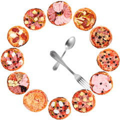 Fototapete Pizzeria Pizza in Form einer Uhr  © Photobeps