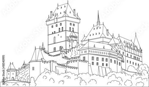 Gothic castle Karlstein  Carlstein  et Czech republic  Europe 