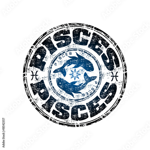 Pisces grunge rubber stamp
