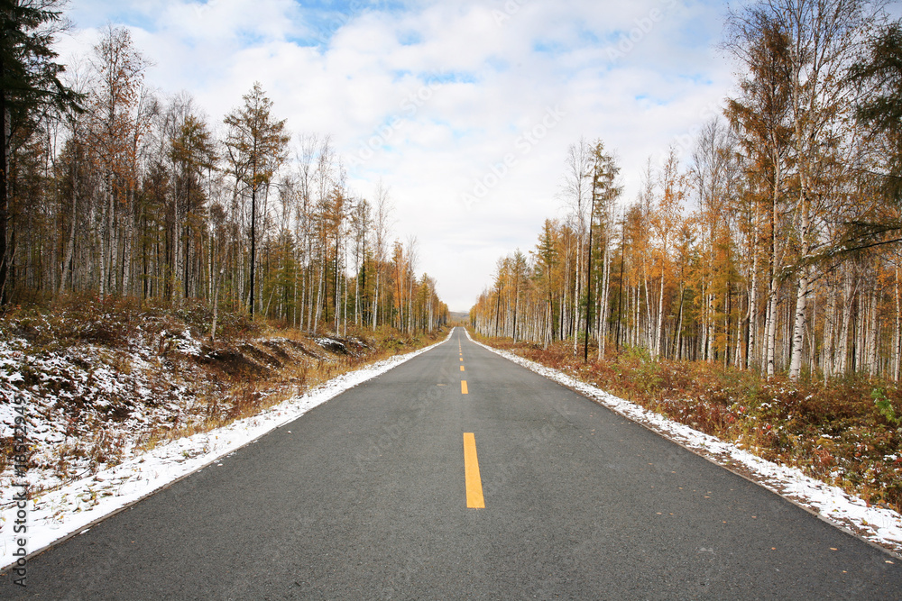 Fototapeta premium straight road vanishing into distance .