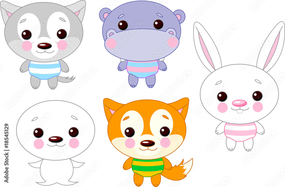 Fototapeta premium Cute animal set 03