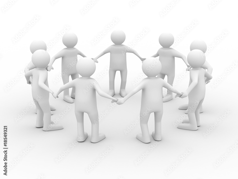 Conceptual image of teamwork. Isolated 3D on white Conceptual image of teamwork. Isolated 3D on white