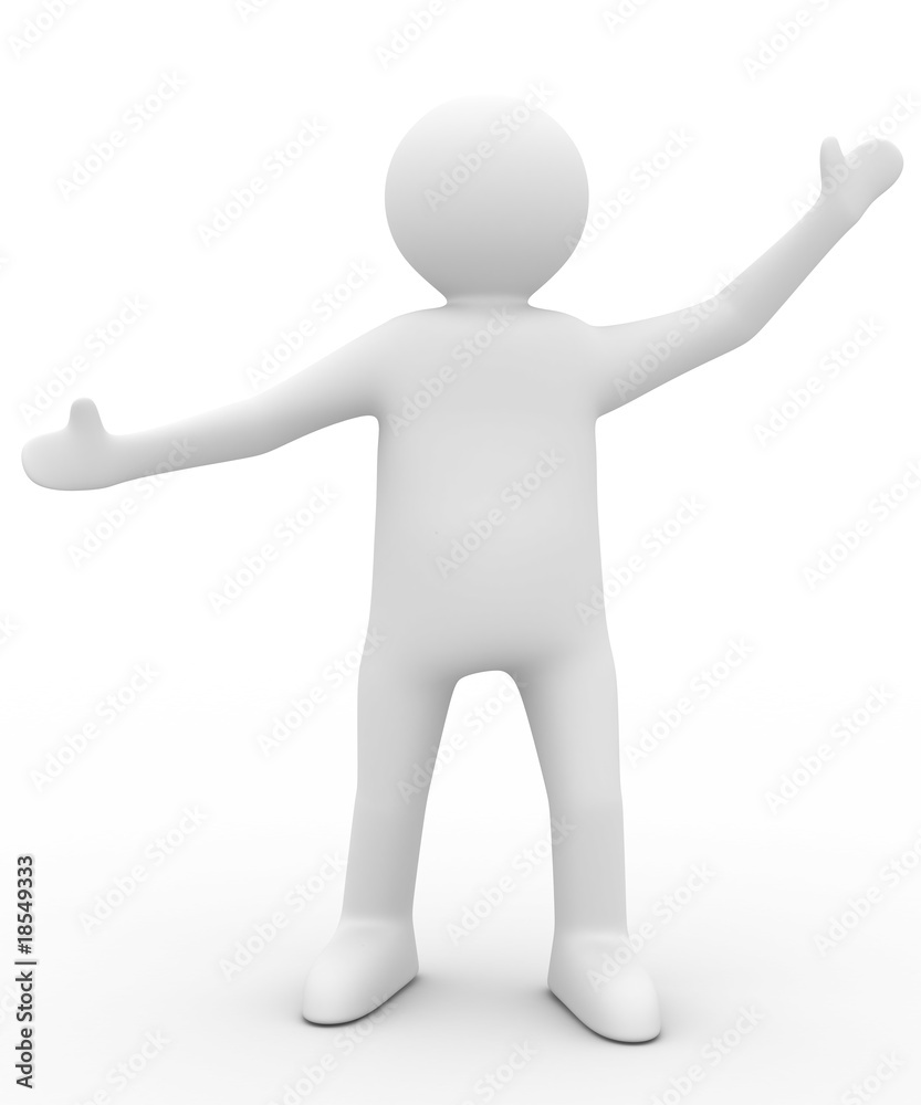 person in greeting pose. Isolated 3D image person in greeting pose. Isolated 3D image