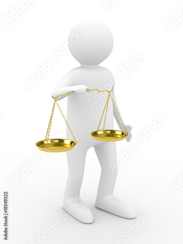person with scales on white...