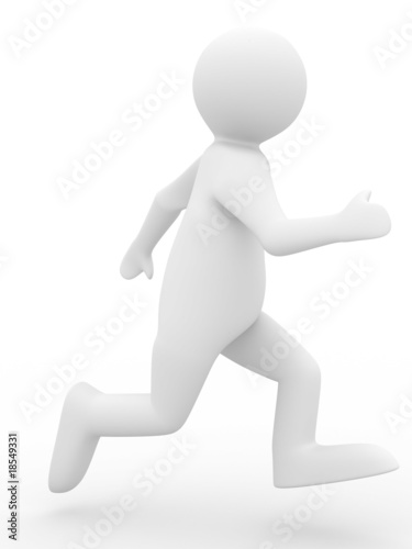running person on white background. Isolated 3D image